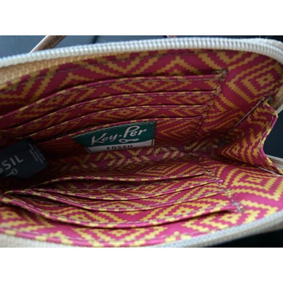 FOSSIL Key-Per Colorful Wristlet w/Leather Trim - Picture 4 of 9